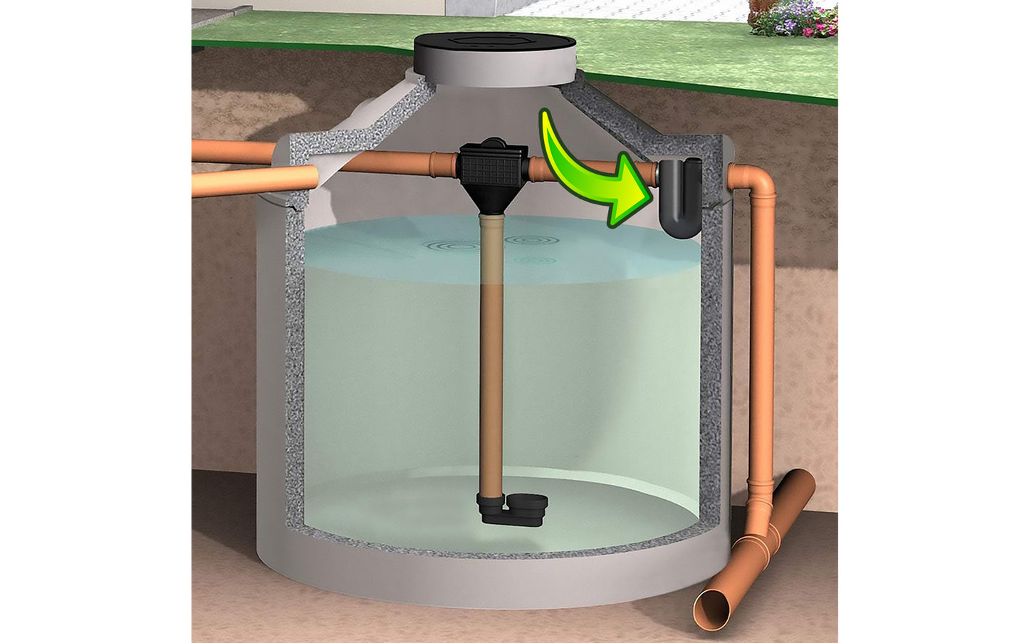 3P Overflow Siphon DN100 without Height Offset