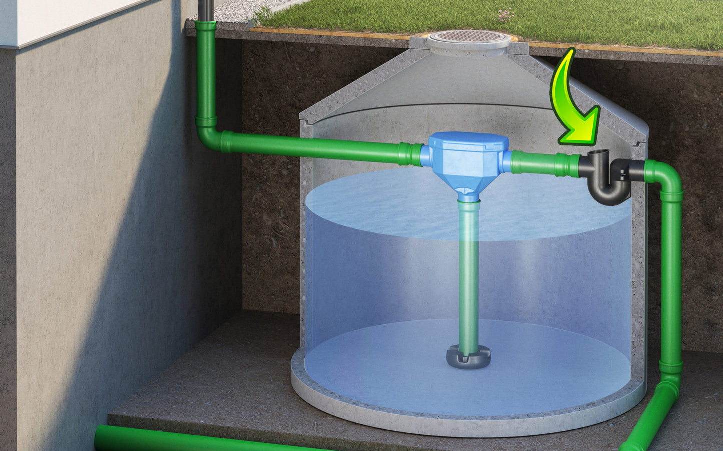 3P Overflow Siphon DN150 Standard without Rodent Barrier